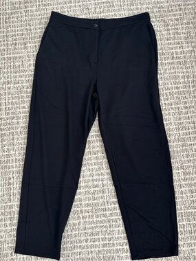 Eileen Fisher Classic Black Stretch Knit Straight-Leg Women's Trousers, Sz  L
